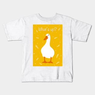 What’s up duck? White Pekin Duck with feathers and polka  dots Kids T-Shirt